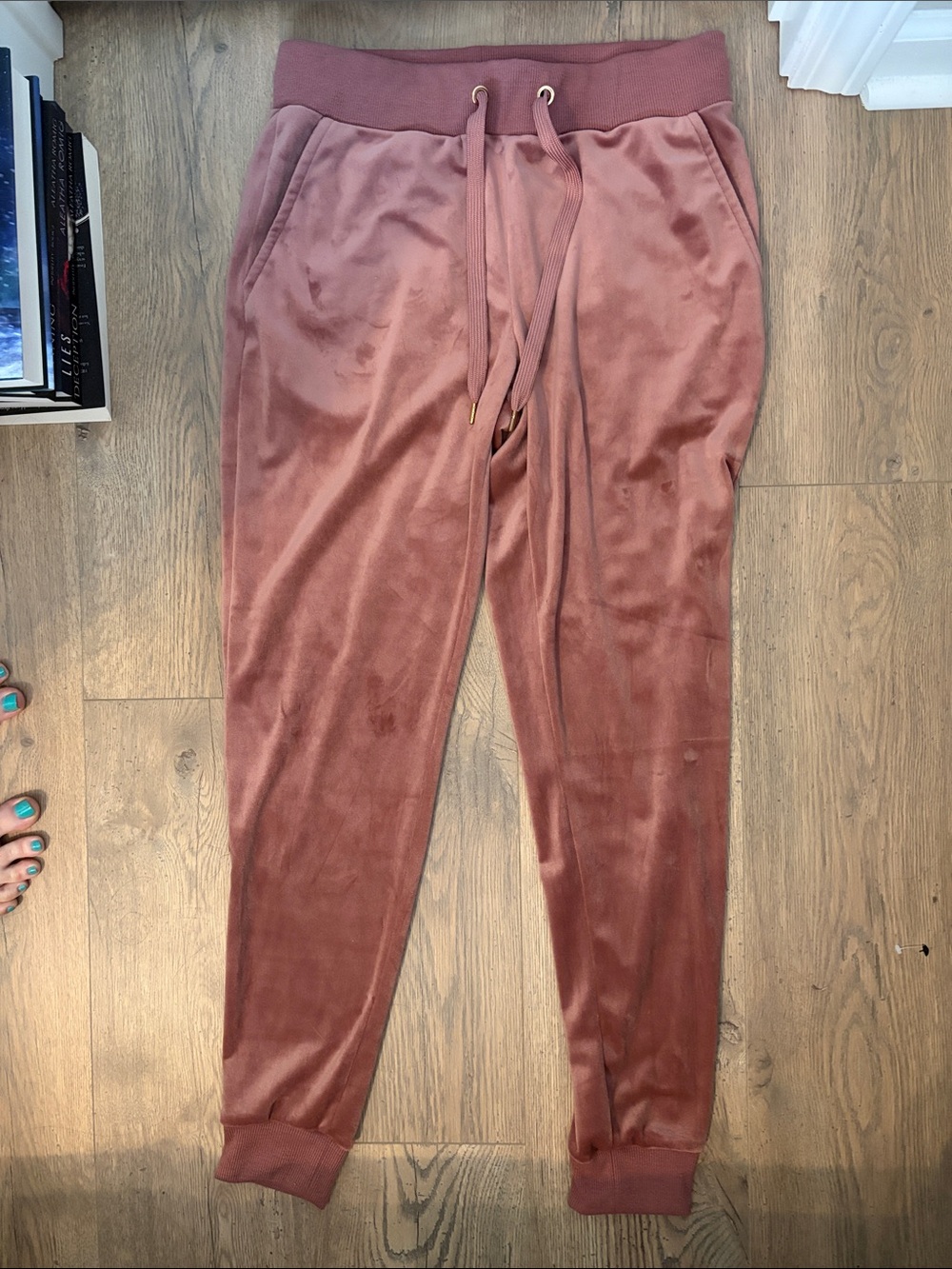 White Mark Rose Mauve Velour Jogger Track Pants